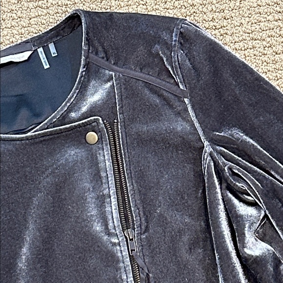 Soft Surroundings Velvet Moto Style Asymmetrical Zip Up Jacket XL Gray Taupe - Picture 6 of 16